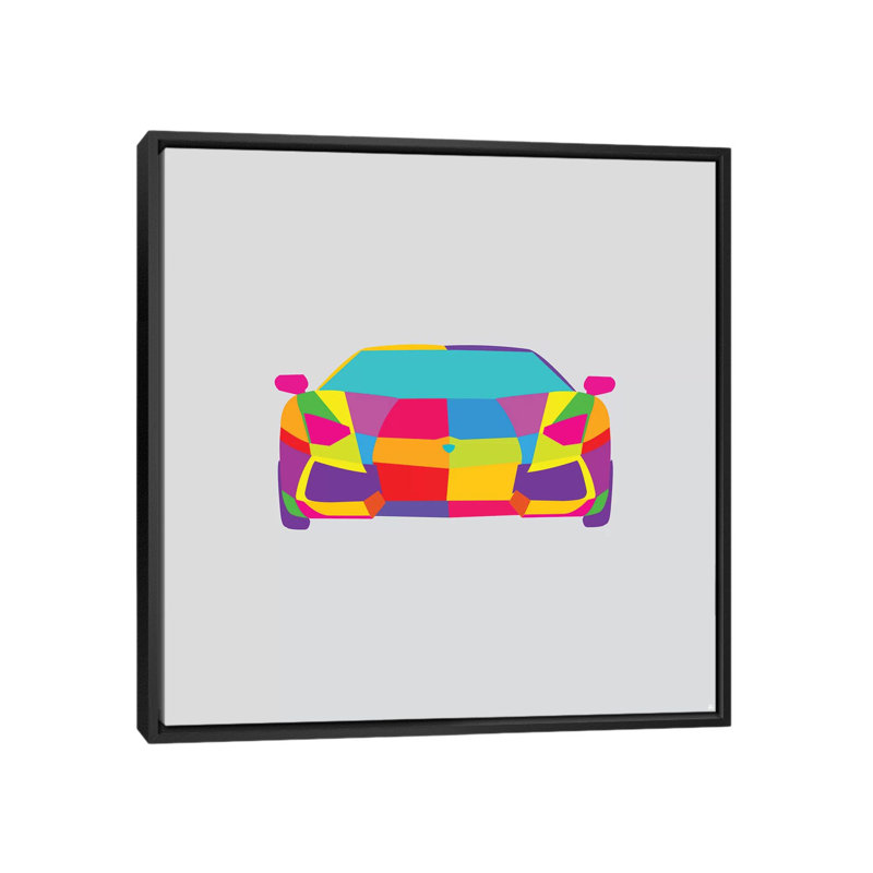 «Lambo» par Yoni Alter, impression sur toile, H 26 po x l 26 po x P 1,5 po, Toile avec cadre noir, Pas de tapis