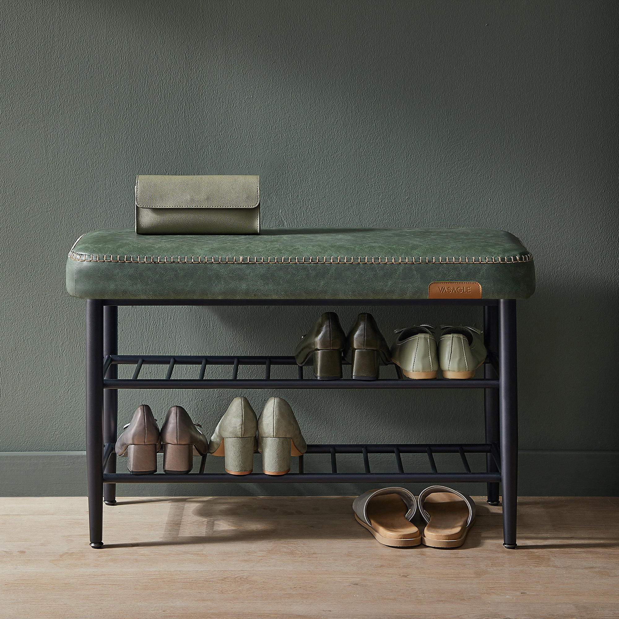 VASAGLE 8 Pair Shoe Storage Bench