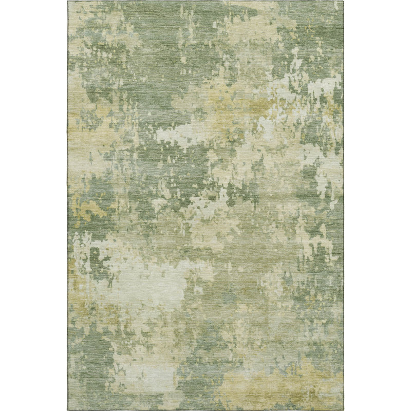 Premium Machine Washable Mayfield AMF2142 abstract Rug, 8' x 10', Aloe