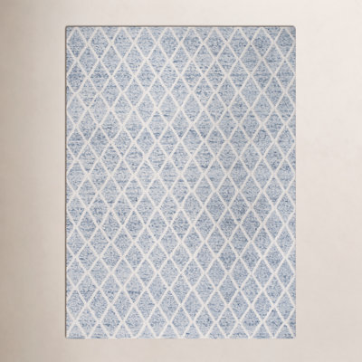 Russo Ivory Blue Hand-Woven Flatweave Rug