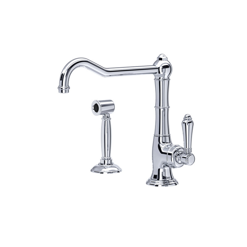Cinquanta Extended Spout Kitchen Faucet With Side Spray, Polished Chrome