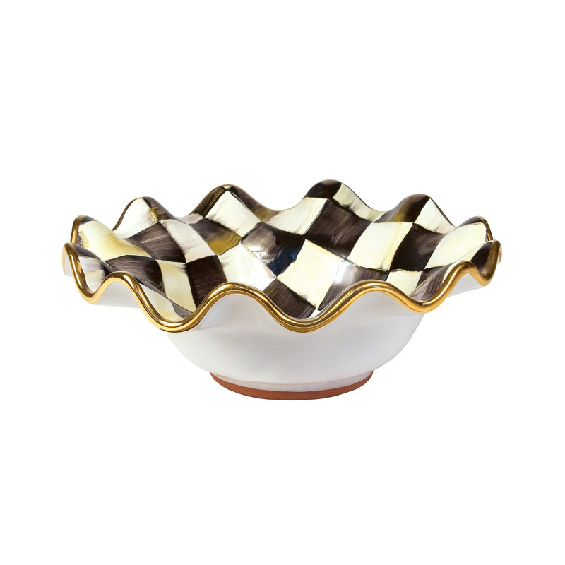 Courtly Check® Ceramic Fluted Bowl, 3" H x 8" W x 8" D