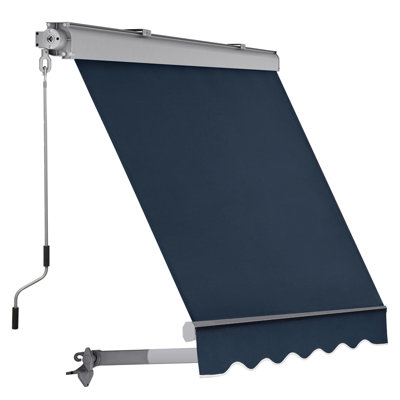 Rouxel Wall Mount Umbrella, Patio Window Awnings, Fully Assembled Retractable Sunshade Canopy