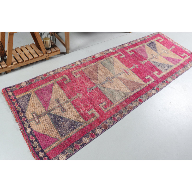 Tapis de couloir vintage rose Herki en rose - Tapis de décoration de cuisine antique