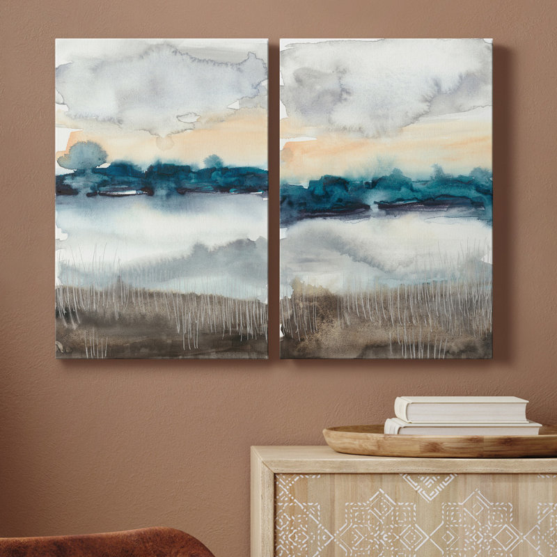 Toile tendue avec châssis Lakeview Sunset I - prêt à accrocher, H 18 po x l 24 po x P 1 po
