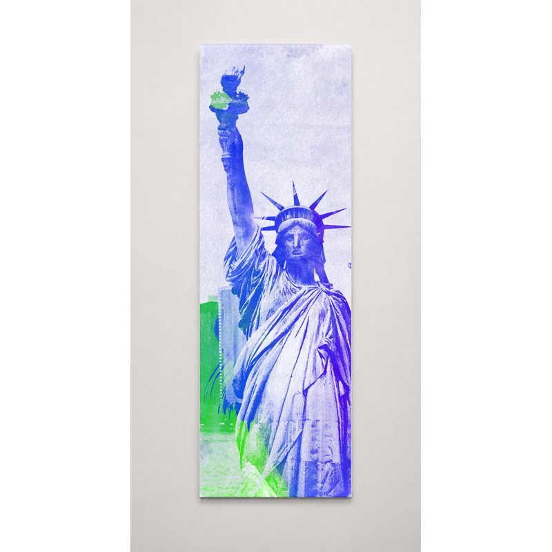 Statue de la Liberté, arc-en-ciel, art mural sur toile, 10" W x 30" H