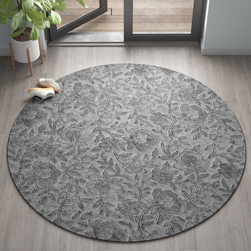 Tapis gris intérieur / extérieur lavable à la machine Mahaney ACN771, Rond 8 pi