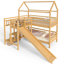 Lit simple superposé en forme de maison avec glissade, lit de jeu avec escalier de rangement, deux méthodes de placement, conception silencieuse, naturel