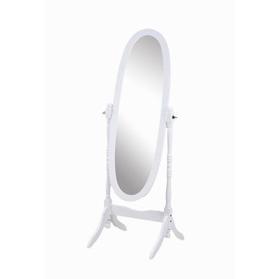 Miroir de plancher traditionnel en bois de style reine Anna, finition blanche