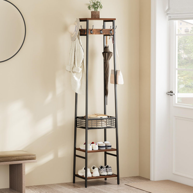 Coat Rack Freestanding, Rustic Brown