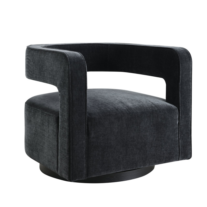 Fauteuil demi-tonneau pivotant Bilyou, Tissu performance noir