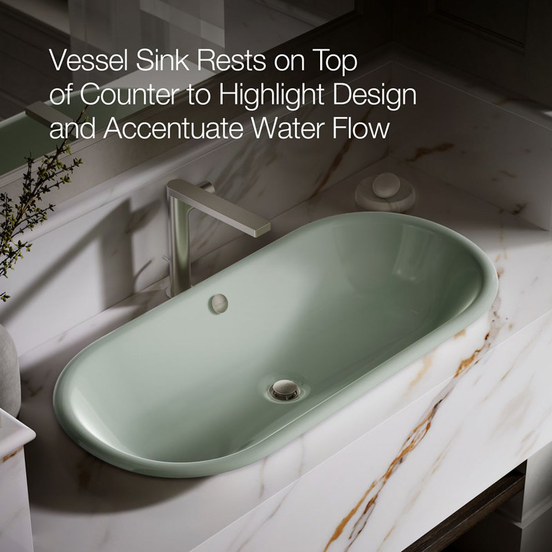 Iron Plains 33 In. Oval Drop-In / Undermount / Vessel Bathroom Sink, Aspen Green