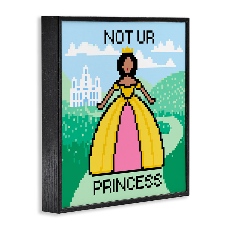 «Not Ur Princess Pixel Style», estampe numérique par Grace Popp, H 24 po x l 24 po, Giclée encadrée noir minuit