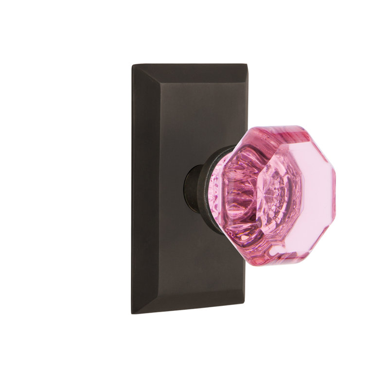 Studio Plate with Waldorf Pink Door Knob, 2-3/8”, Oil-Rubbed Bronze