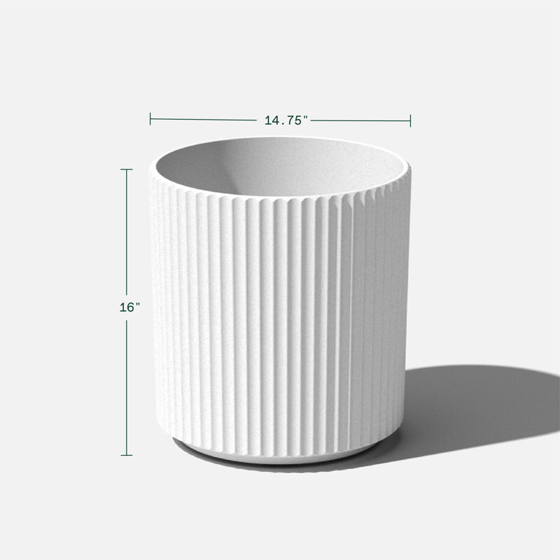 Pot à fleurs rond Demi Series, 1, Blanc, H 16 po x l 14,75 po x P 14,75 po