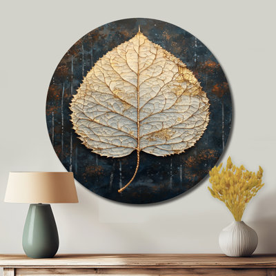 Modern Winter Leave Harmony Of Autumn - Leaves Round Metal Wall Decor