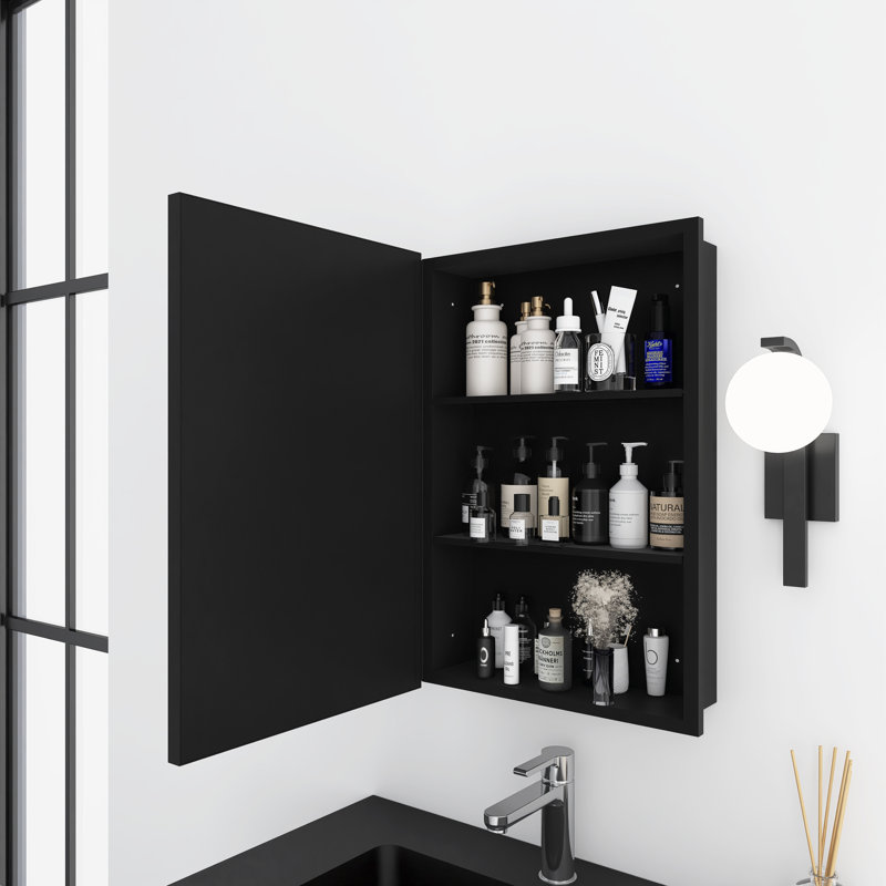 Rectangle Iron Medicine Cabinet With Mirror, 26" H x 16" W x 5.3" D