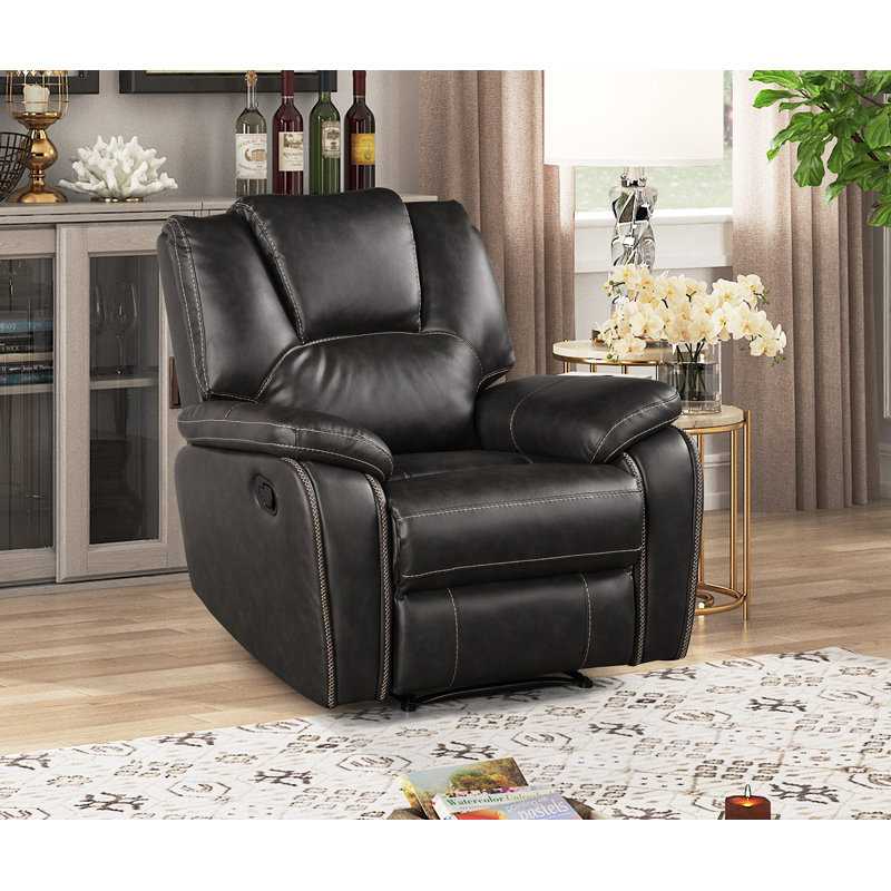 Gray Breathable Air Leather Manual Reclining Chair