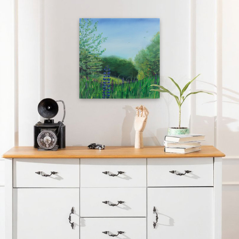 Charlottes Lupin Field, art floral contemporain, H 18 po x l 18 po