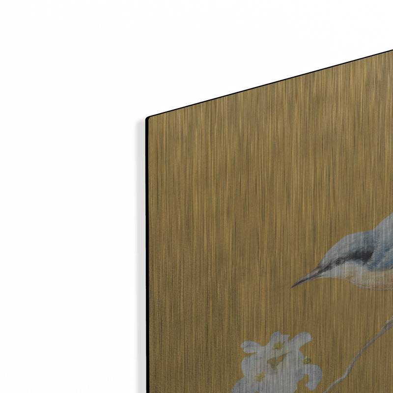  «Nuthatch On Gold» par Danhui Nai, art mural en métal, H 24 po x l 24 po