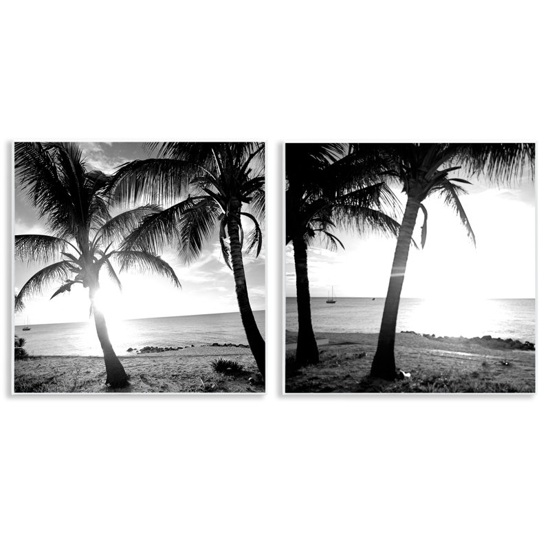 «Tropical Palm Sunset», ensemble de 2 plaques murales par Susan Bryant
