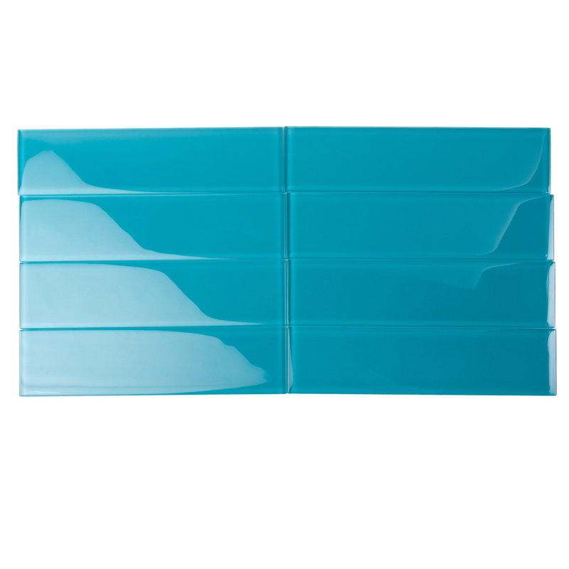 3" X 12" Glass Brick Look Subway Wall Tile, Laguna Blue
