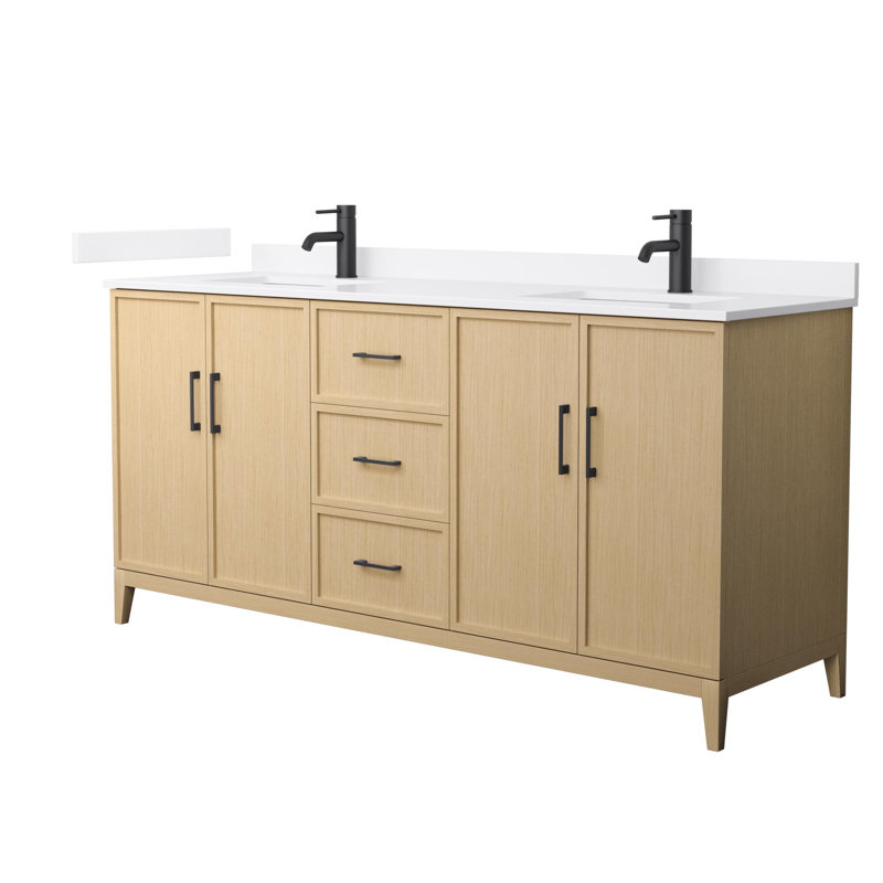 Elan 72'' W Vanity, Matte Black, Tan, White Cultured Marble
