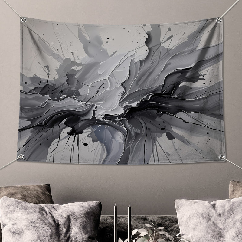 Tapisserie murale abstraite - art mural, H 50 po x l 60 po avec 4 œillets