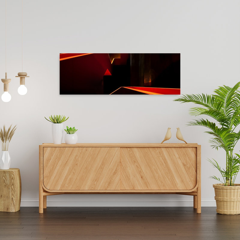 Art abstrait contemporain audacieux "Geometric Path", H 12 po x l 36 po