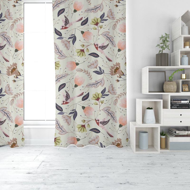 Dolphis Room Darkening Curtain Pair, 20" W x 52" L, Pink/Yellow/Gray