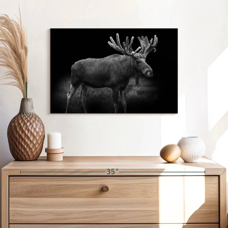 Brampt Monochromatic Bull Moose, 30" H x 45" W