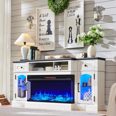 Meuble télé avec foyer électrique pour téléviseur de 80 po ou moins Pellerin Farmhouse
