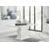 Corova Modern High Gloss Chrome Dining Table Set with 6 Modern Faux Leather Dining Chairs
