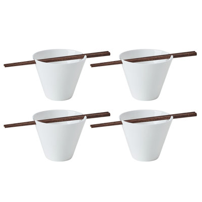 Delray Bone China Noodle Bowl with Chopsticks