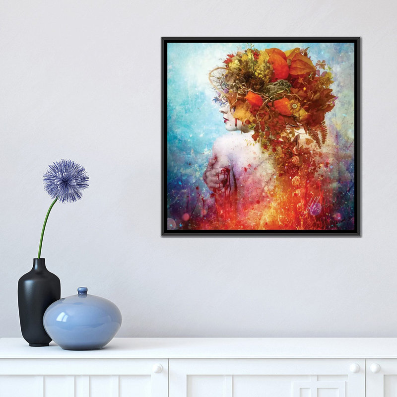 «Compassion», impression sur toile, H 18 po x l 18 po x p 1,5 po, Toile avec cadre noir, Pas de tapis