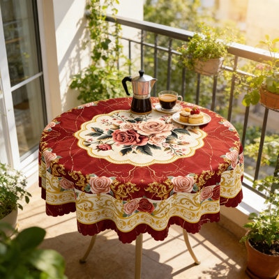 Nappe printemps-été 152 cm ronde, fleurs, housse de table à fleurs pour le dîner de pique-nique