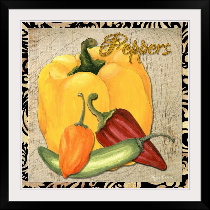 «Wicham Legumes Peppers» par Megan Duncanson, impression, Cadre noir, H 24 po x l 24 po x P 1 po