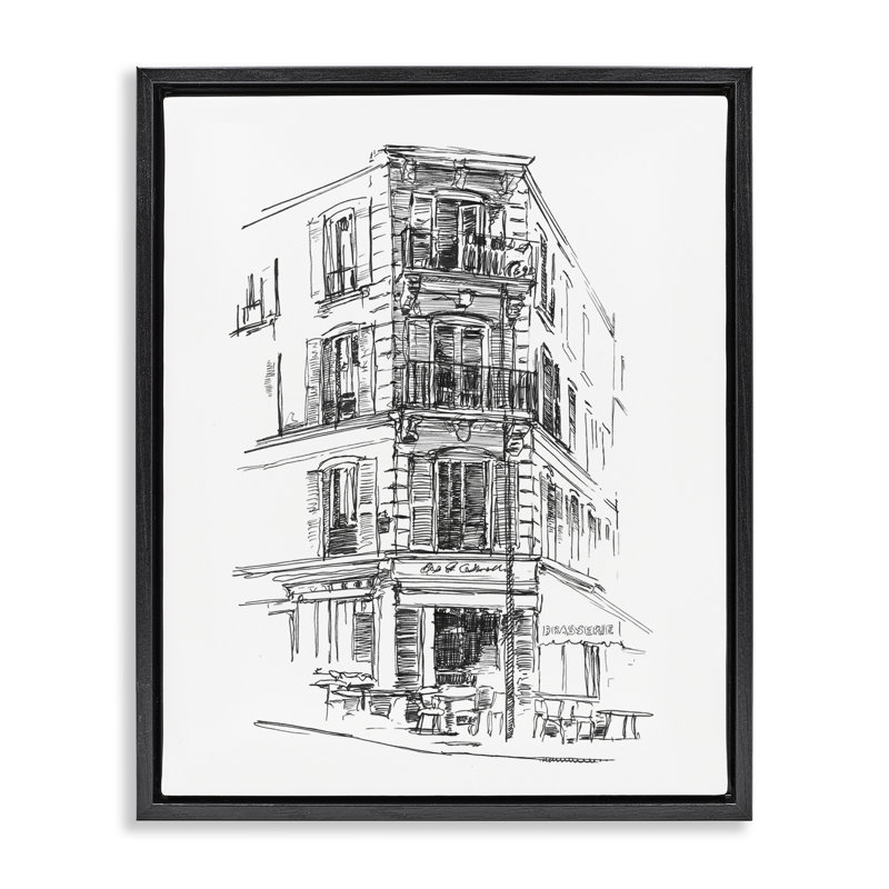 Cadre flottant Parisian Boulevard Study, design par Ethan Harper, Cadre flottant noir de jais, H 21 po x l 17 po