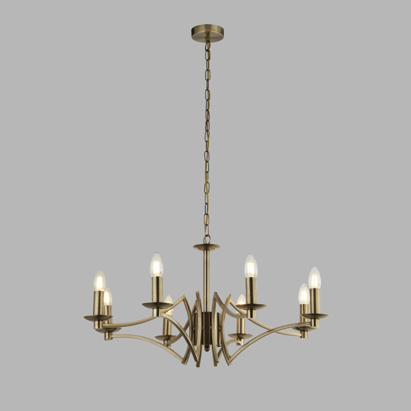 Roldan 8 - Light Candle Style Chandelier, Antique Brass