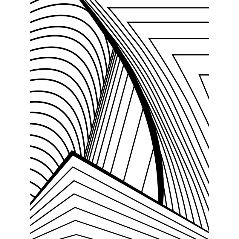 Lignes de perspective géométrique - reproduction sur toile tendue, H 16 po x l 12 po