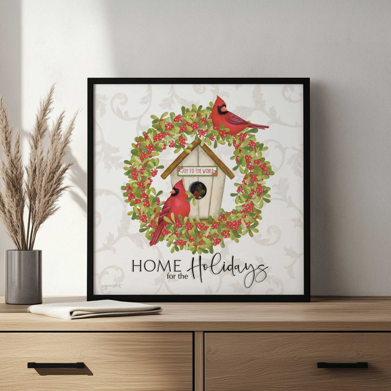 «Home for the Holiday» par Annie Lapoint, reproduction d'art, L 20 po x H 20 po, Doré, Impression encadrée