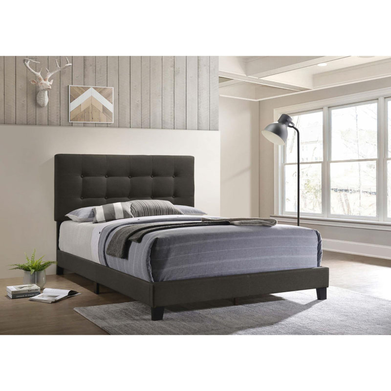 Charcoal Tufted Queen Panel Bed, Queen