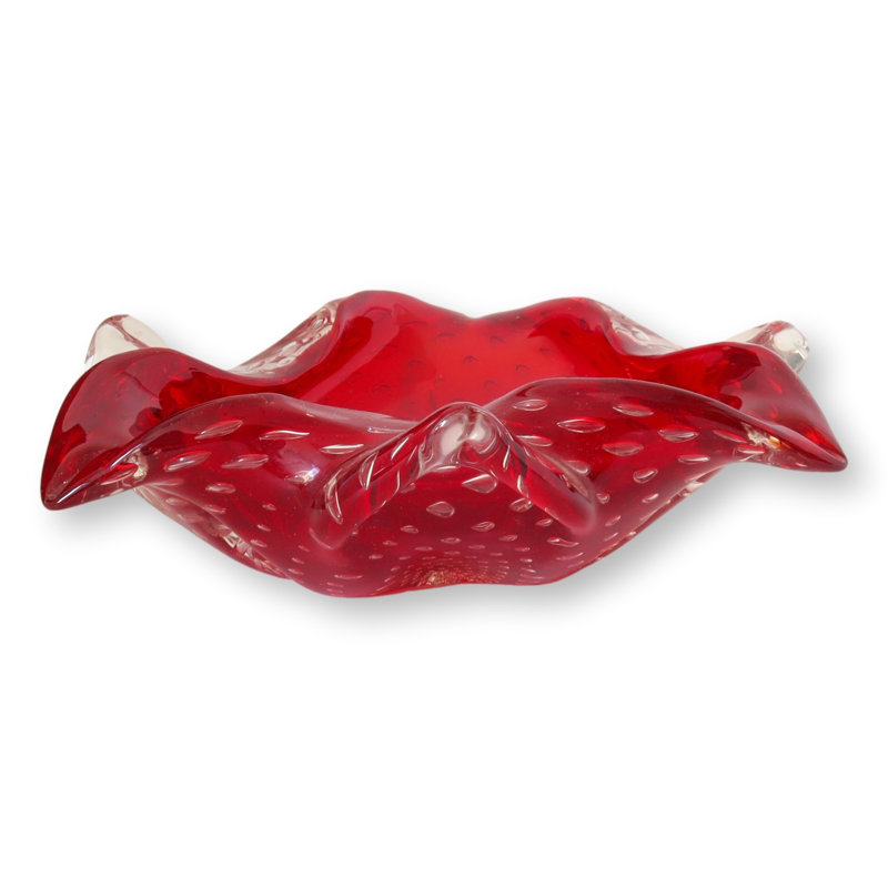 Bol italien en verre de Murano rouge