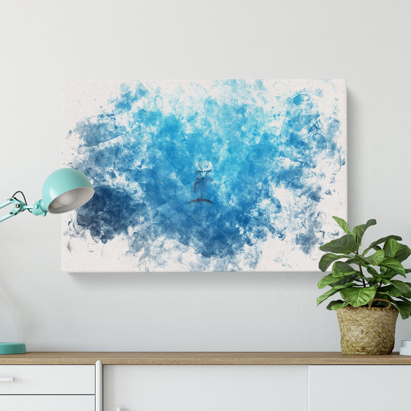 Lone Dolphin - Wrapped Canvas Print, 40cm H x 60cm W x 3cm D