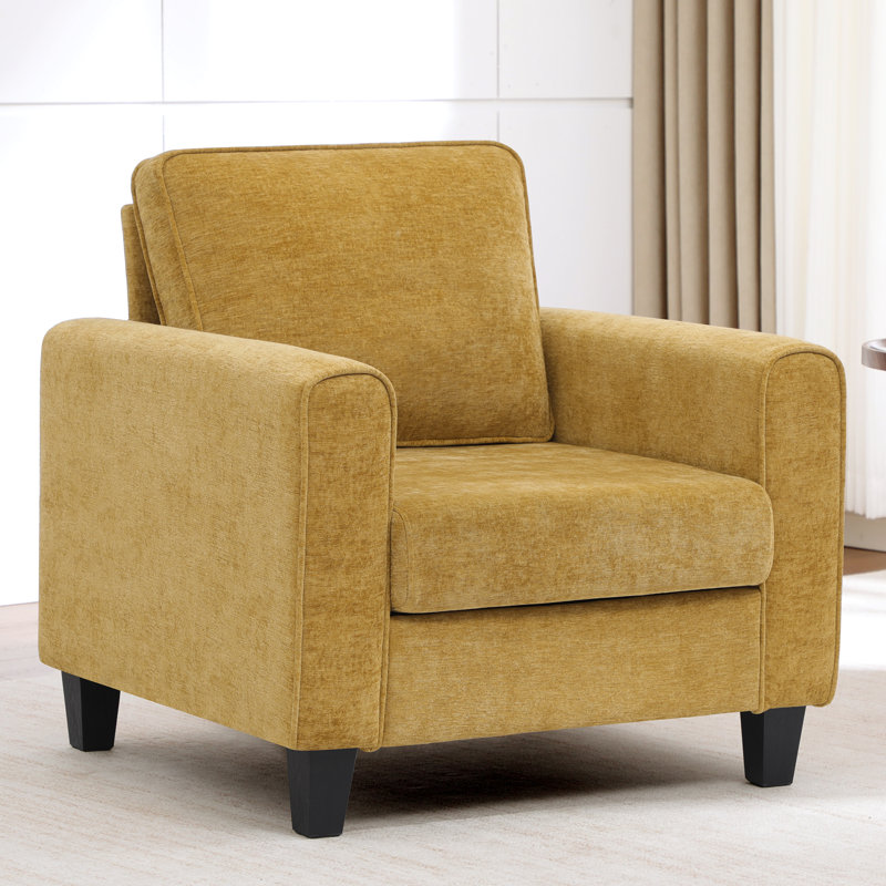 Mid-Century Accent Chairs Featuring Wide Backrest, Yellow