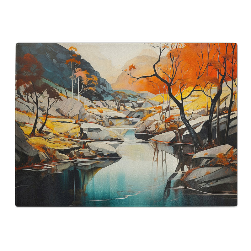 River Hard Edge  Glass Chopping Board