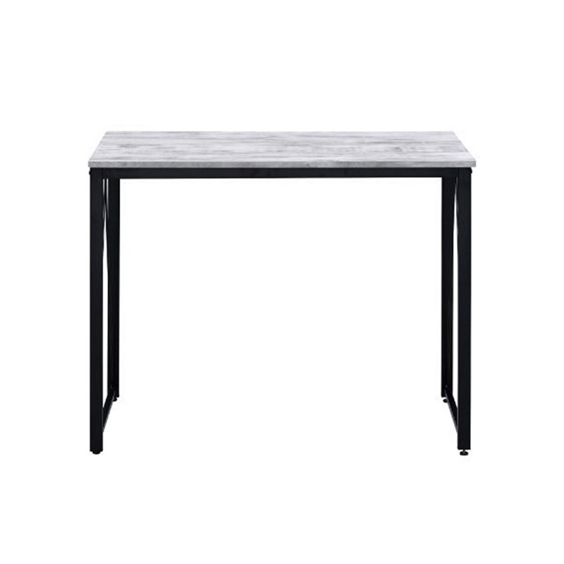 Bureau d'écriture rectangulaire avec base en métal, Gris, H 28,06 po x l 35,06 po x P 18,06 po