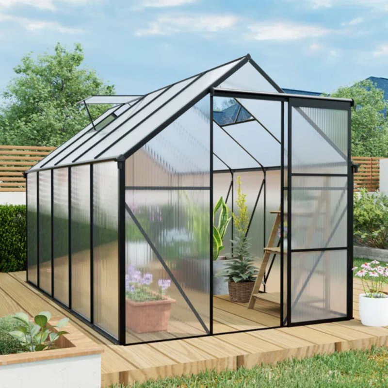 6x10 Polycarbonate Greenhouse For Outdoor Backyard Black