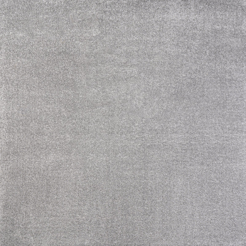 Asaiah Solid Low-Pile Light Gray Rug, Square 5'3"