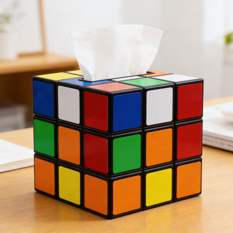 Couvercle de boîte à mouchoirs Magic Cube avec serrure magnétique